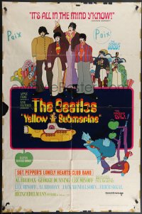 4y1123 YELLOW SUBMARINE 1sh 1968 cool pop art of Beatles John, Paul, Ringo & George, 11 songs style!