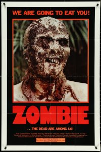 4y1127 ZOMBIE 1sh 1980 Zombi 2, Lucio Fulci classic, gross c/u of undead, we are going to eat you!