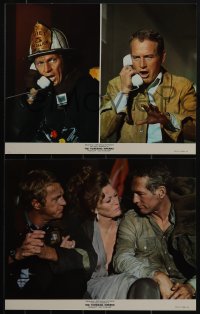 4y0620 TOWERING INFERNO 8 color 11x14 stills 1974 Fire Chief Steve McQueen & Paul Newman, Dunaway!