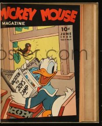 4y0136 MICKEY MOUSE MAGAZINE hardcover bound volume of comic books 1940 Donald Duck, Pinocchio ads!