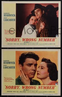 4y0650 SORRY WRONG NUMBER 3 LCs 1948 Burt Lancaster w/ Barbara Stanwyck and in film's climax!