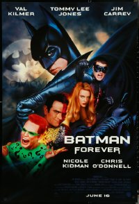 4z0895 BATMAN FOREVER advance DS 1sh 1995 Kilmer, Kidman, O'Donnell, Jones, Carrey, top cast!