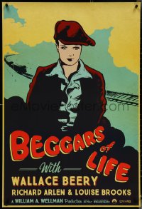 4z0899 BEGGARS OF LIFE 1sh R2017 Wallace Beery, wonderful vintage style artwork of Louise Brooks!