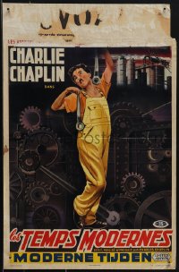 4z0291 MODERN TIMES Belgian R1954 great different art of Charlie Chaplin and gears, ultra rare!