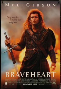 4z0907 BRAVEHEART int'l advance DS 1sh 1995 Mel Gibson as William Wallace in the Scottish Rebellion!