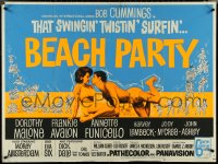 4z0116 BEACH PARTY British quad 1964 Frankie Avalon & Annette Funicello different & ultra rare!