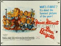 4z0126 DEAR BRIGITTE British quad 1965 Jimmy Stewart, Fabian, Bardot, Jack Davis art, ultra rare!