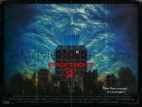 4z0134 FRIGHT NIGHT 2 British quad 1989 the suckers are back, wild horror artwork, rare!