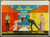 4z0139 GOOD NEIGHBOR SAM British quad 1964 different art of Jack Lemmon, Schneider & Provine, rare!