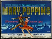 4z0159 MARY POPPINS British quad 1964 Julie Andrews & Dick Van Dyke, Disney classic, ultra rare!