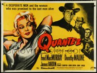 4z0171 QUANTEZ British quad 1958 art of sexy Dorothy Malone w/torn shirt wanted by 4 desperate men!