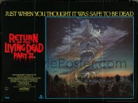 4z0174 RETURN OF THE LIVING DEAD 2 British quad 1988 you thought it was safe to be dead, ultra rare!