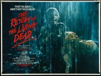 4z0173 RETURN OF THE LIVING DEAD British quad 1985 c/u of zombie Jerome Coleman eating paramedic!