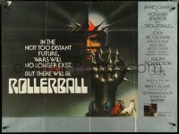 4z0177 ROLLERBALL British quad 1975 James Caan in a future where war does not exist, Bob Peak art!