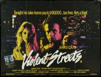 4z0181 THIEF British quad 1981 Michael Mann, cool image of James Caan, Violent Streets!