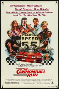 4z0911 CANNONBALL RUN 1sh 1981 Burt Reynolds, Farrah Fawcett, Drew Struzan car racing art!