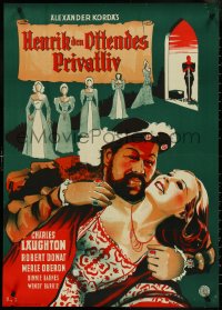 4z0369 PRIVATE LIFE OF HENRY VIII Danish R1947 art of Charles Laughton, directed by Alexander Korda!