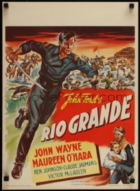 4z0272 RIO GRANDE Dutch 1952 artwork of John Wayne running with sword, directed by John Ford!