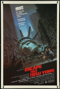 4z0942 ESCAPE FROM NEW YORK studio style 1sh 1981 Carpenter, Jackson art of decapitated Lady Liberty!