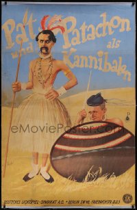 4z0018 HALLO AFRIKA FORUDE German 36x54 1929 Stahl art of Danish comedy duo in Africa, ultra rare!