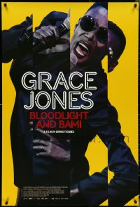 4z0965 GRACE JONES BLOODLIGHT & BAMI 1sh 2018 great different split image of her singing into mic!