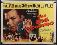 4z0553 BIG COMBO style B 1/2sh 1955 art of Cornel Wilde & sexy Jean Wallace, classic film noir!