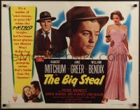 4z0555 BIG STEAL style B 1/2sh 1949 great art of Robert Mitchum + Jane Greer & William Bendix w/guns!