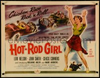 4z0592 HOT ROD GIRL 1/2sh 1956 AIP, Lori Nelson, sexy dancing bad girl & chicken-race art!