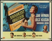 4z0603 MAGNIFICENT OBSESSION style B 1/2sh 1954 Jane Wyman holding Rock Hudson, Douglas Sirk!