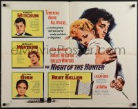 4z0615 NIGHT OF THE HUNTER style B 1/2sh 1956 Robert Mitchum & Winters, Laughton's classic noir!