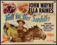 4z0648 TALL IN THE SADDLE style B 1/2sh 1944 cowboy John Wayne & pretty Ella Raines, ultra rare!