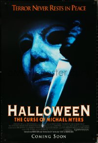 4z0970 HALLOWEEN VI advance 1sh 1995 Curse of Mike Myers, art of the man in mask w/knife!