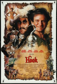 4z0981 HOOK DS 1sh 1991 artwork of pirate Dustin Hoffman & Robin Williams by Drew Struzan!