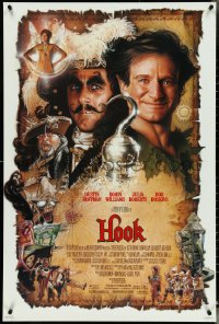 4z0982 HOOK 1sh 1991 artwork of pirate Dustin Hoffman & Robin Williams by Drew Struzan!