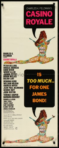 4z0201 CASINO ROYALE insert 1967 all-star James Bond spy spoof, sexy psychedelic art by Robert McGinnis!