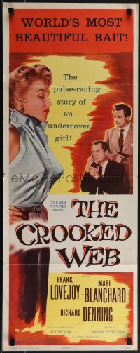 4z0206 CROOKED WEB insert 1955 different art of sexy undercover bad girl Mari Blanchard!