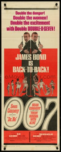 4z0207 DR. NO/FROM RUSSIA WITH LOVE insert 1965 Connery is James Bond, double danger & excitement!