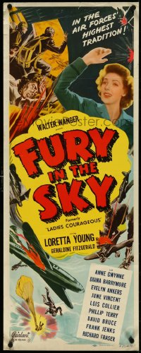 4z0218 LADIES COURAGEOUS insert R1950 WAFS Loretta Young, Fury in the Sky, cool WWII artwork!