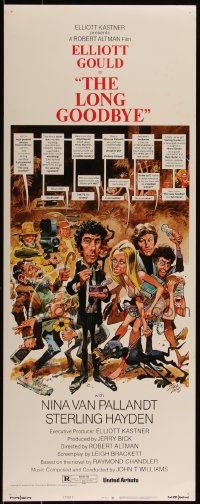 4z0220 LONG GOODBYE style C insert 1973 Elliott Gould as Philip Marlowe, great Jack Davis artwork!