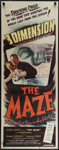 4z0224 MAZE 3D insert 1953 William Cameron Menzies, great image of girl reaching off the screen!