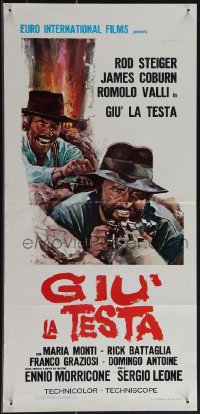 4z0191 FISTFUL OF DYNAMITE Italian locandina 1971 Sergio Leone, art of Steiger & Coburn by Gasparri!