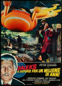 4z0255 DALEKS' INVASION EARTH: 2150 AD Italian 26x37 pbusta 1967 Peter Cushing as Dr. Who, rare!