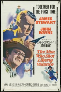 4z1024 MAN WHO SHOT LIBERTY VALANCE 1sh 1962 John Wayne & James Stewart, John Ford classic!