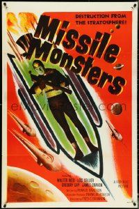 4z1033 MISSILE MONSTERS 1sh 1958 aliens bring destruction from the stratosphere, wacky sci-fi art!