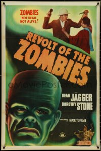 4z1072 REVOLT OF THE ZOMBIES 1sh R1947 cool artwork, they're not dead and they're not alive!