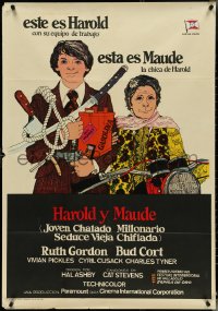 4z0388 HAROLD & MAUDE Spanish 1974 best color art of Ruth Gordon & Bud Cort, very rare!