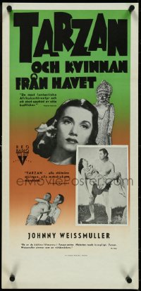 4z0336 TARZAN & THE MERMAIDS Swedish stolpe 1948 Johnny Weissmuller & sexy Brenda Joyce, different!