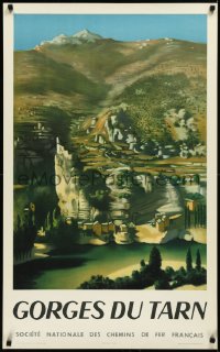 4z0405 FRENCH NATIONAL RAILROADS 25x40 French travel poster 1952 Gorges Du Tarn, G. Bohner art!