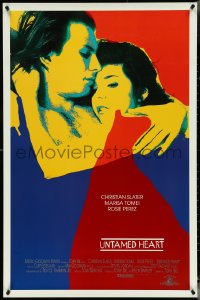 4z1123 UNTAMED HEART int'l DS 1sh 1993 romantic artwork of Christian Slater & Marisa Tomei!