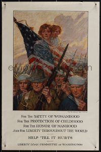 4z0347 HELP 'TILL IT HURTS 13x20 WWI war poster 1918 William Balfour Ker military art, ultra rare!